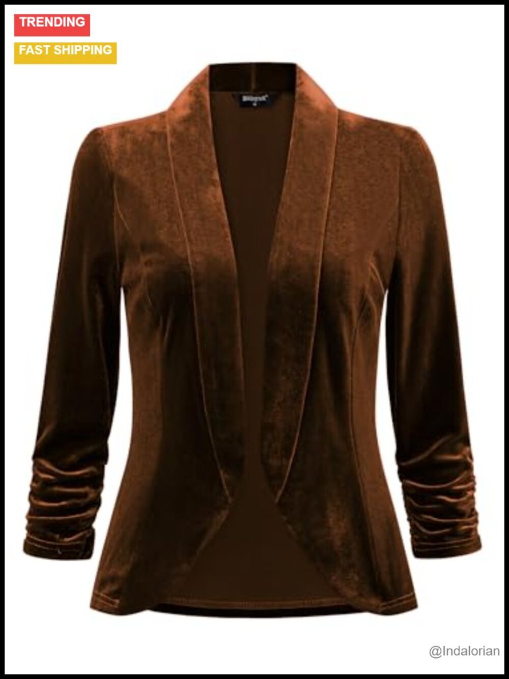 Velvet Shawl Collar Open Front Cardigan Blazer